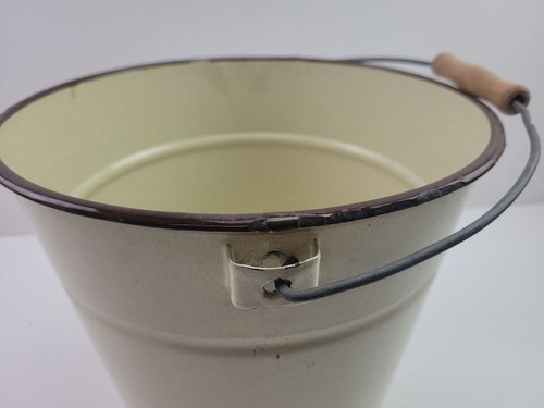Wassereimer Mülleimer DDR Emaille Beige 10 Liter mit Deckel Vintage #255215 - Bild 14 von 18