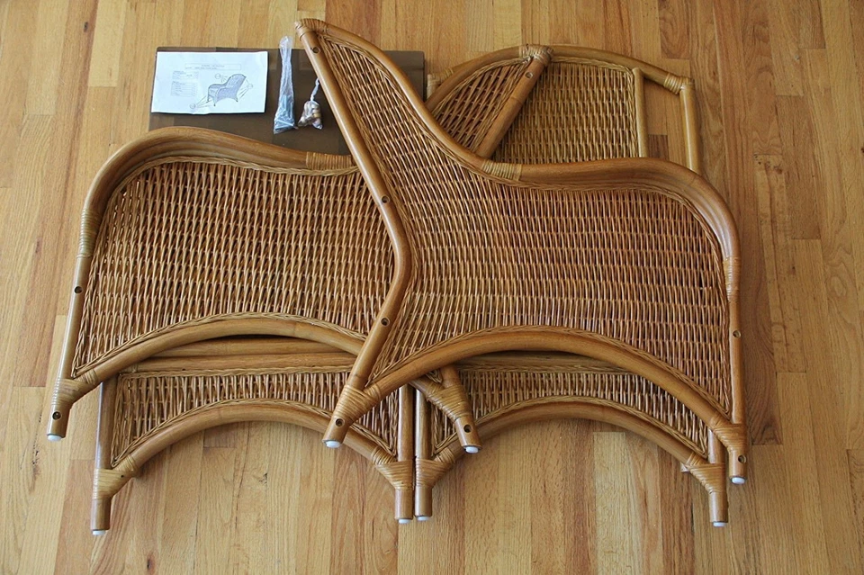 Lounge Loveseat диван джем натуральный ручной работы ротанг с кремовыми подушками, коньяк - Изображение 3 из 4