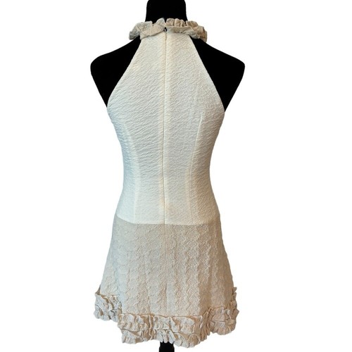 Two Tone Textured Ruffle Stretch Dress Small H6 - Picture 7 of 7
