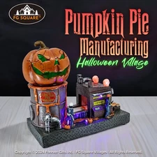 FG Square Pumpkin Pie Manufacturing Spooky Halloween Village Decor 11x 6x10"