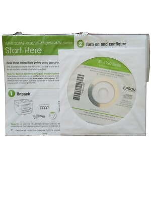 EPSON WF-4720 INSTALLATION SOFTWARE CD & GUIDE NEW!!
