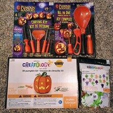 Halloween Creatology 3D Light Up Wood Pumpkin Kit Stickers Pumpkin Carving Kits
