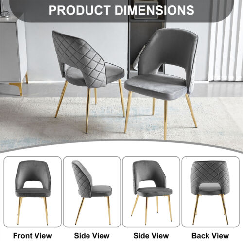 Set of 4 Velvet Dining Chair Upholstered Chair Kitchen Dining Chair w/ Metal Leg - Picture 3 of 48