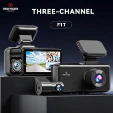 REDTIGER 3 Channel Dash Cam 4K Front and Rear Inside, 5G WiFi, Free 64GB SD Card