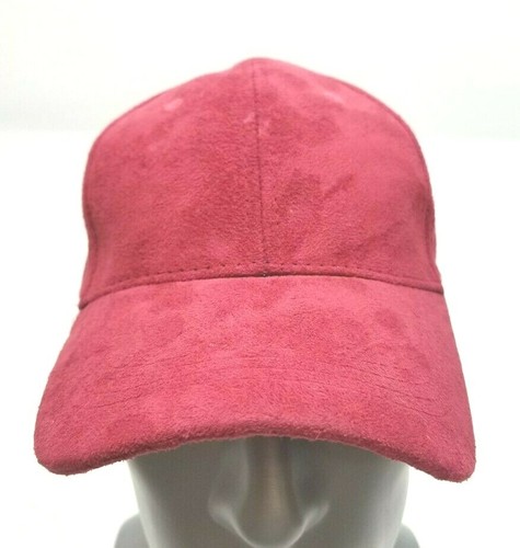 Faux Suede 6 Panel Solid Red Baseball 