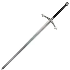 Kingston Arms Scottish Claymore 9260 High-Carbon Steel Blade Black Leather Grip