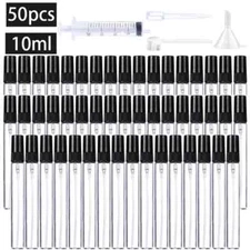 50pcs+4 Accessories 10ML Refillable Glass Spray Bottle 1 Dropper Funnel Syringe