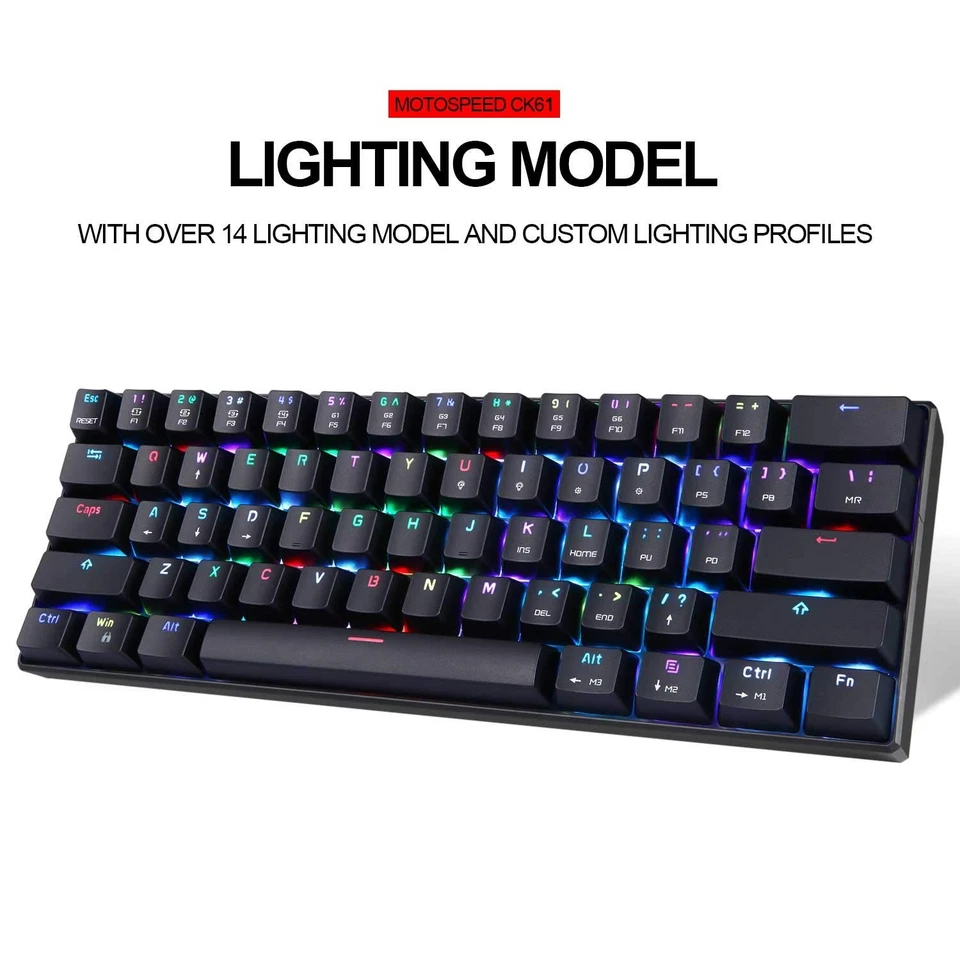 60% Mechanical Keyboard Portable 61 Keys RGB LED Backlit -C USB Wired Office/... - Image 2 of 4