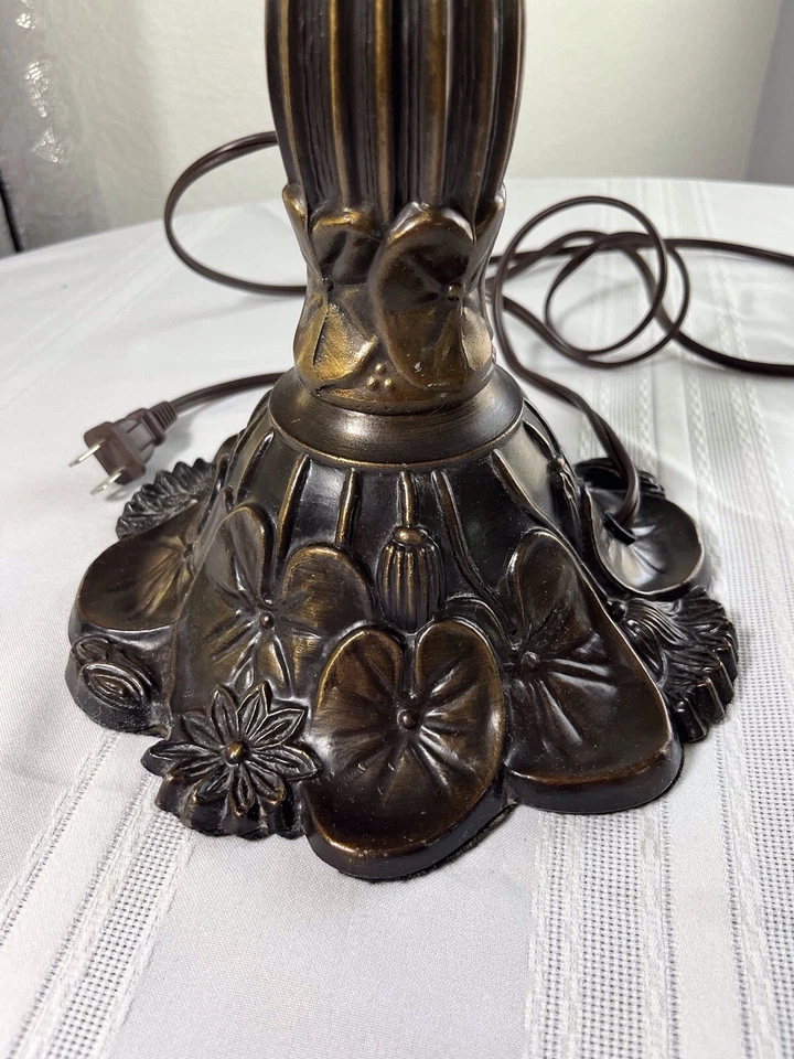 1990’s Dale Tiffany  Lamp 24” T, Bronze, Dark, Contemporary, Metal, Lilly Pads - Image 2 of 4
