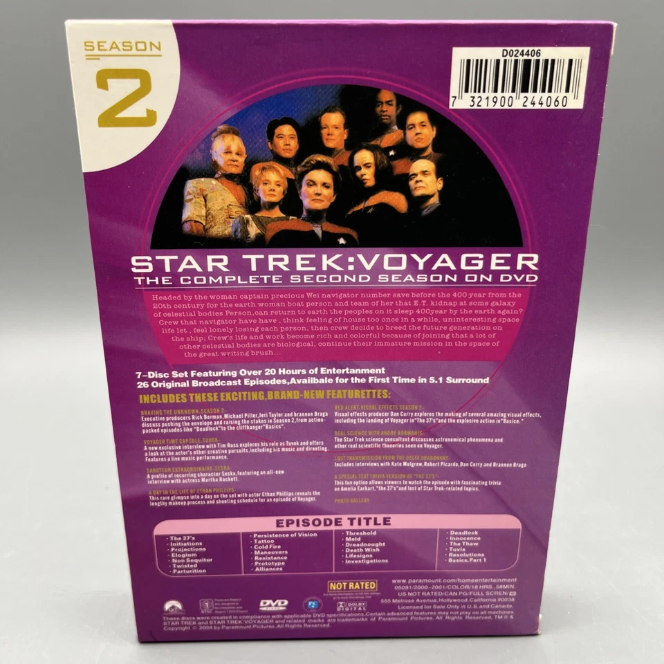 Star Trek: Voyager - Complete Second Season (DVD, 2004, 7-Disc Set) - Image 2 of 4