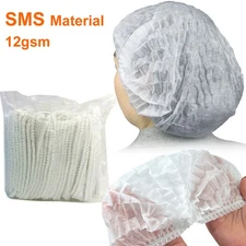 100pcs Disposable Bouffant Cap Hair Net Non Woven Head Cover Dustproof Cap Hats