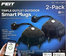 Feit Electric Triple Outlet Outdoor WiFi Smart Plug Alexa Google Compatible