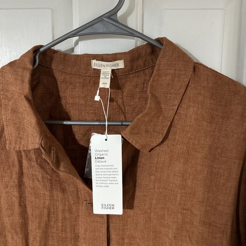 NWT Eileen Fisher Washed Organic Linen Delave Classic Collar Jacket Size M $258 - Picture 3 of 5