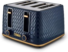 Tower T20061MNB Empire 4-Slice Toaster with Defrost/Reheat, Removable Crumb