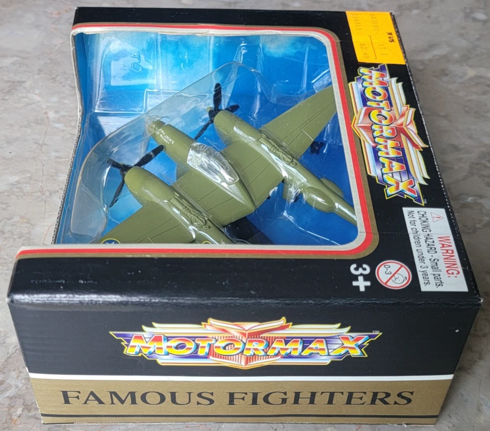 Vintage New Motormax Famous Fighters Diecast P-38 Lightning WWII Fighter 603101 - Image 2 of 4