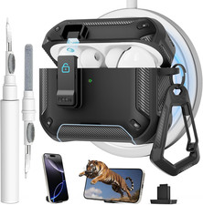 For Airpods Pro 3 Case with Magnetic Lock and Phone Stand, Compatible with Magsa