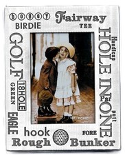 Go Birdy Pewter Golf Frame by Navika - Stands 7" - holds 3 1/4" x 4 1/2" photos