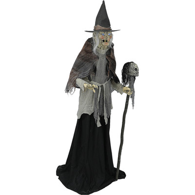 6ft Lunging Witch Animatronic Prop w/ Digital Eyes & Sound Halloween Decor