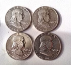 Two - 1962 D & Two - 1963 D Nearly Uncirculated Franklin Half Dollars Very Nice