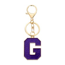Initial Letter Keychain, Alphabet Letter A-Z Keyring, Purple G