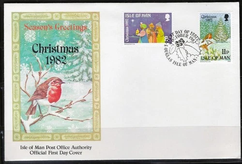 1¢ WONDER'S ~ ISLE OF MAN FDC CHRISTMAS 1982 C/S - F201