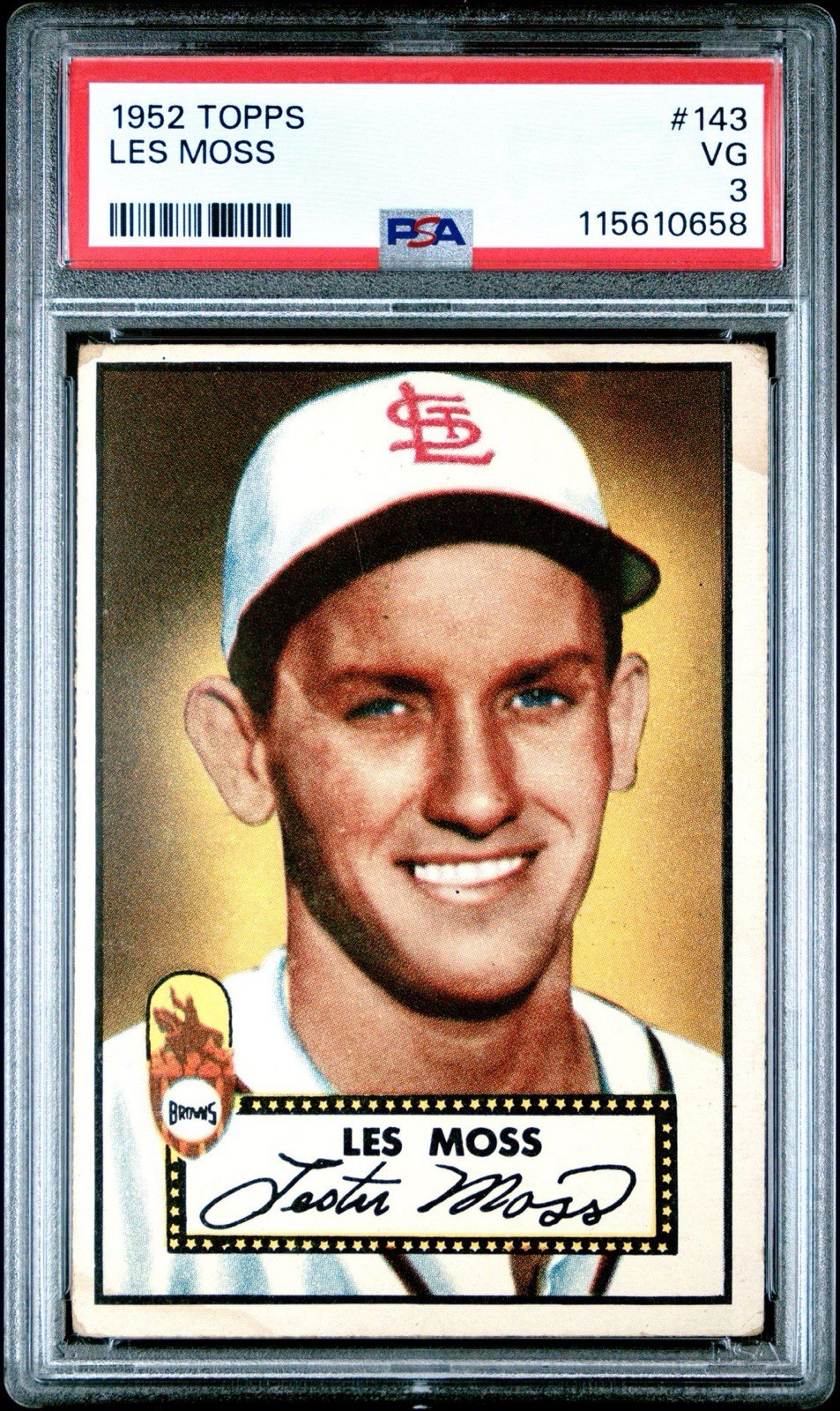 1952 Topps Baseball LES MOSS PSA 3 VG #143 St. Louis Cardinals