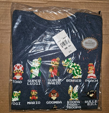 T-Shirt Super Mario Bros Nintendo 8-Bit NES XXL Official Heather Navy New Retro