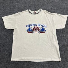 Disney T-Shirt Mens Size L/XL White Virginia Beach Goofy Collar Cotton USA Made