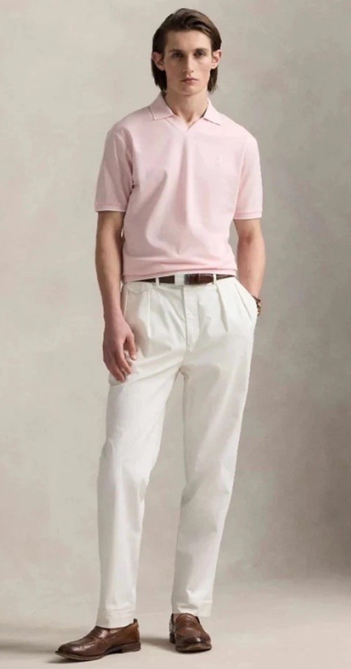Polo Ralph Lauren Mens Jacquard Mesh Polo Shirt in  Pink Size XXL