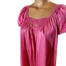 Vtg Circa Lorraine Nightgown 40 Luminous Sheen Feminine Pink Antron Anti-Static