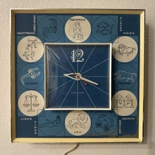 Mid Century General Electric Astrology Horoscope Zodiac Wall Clock Works! #2548
