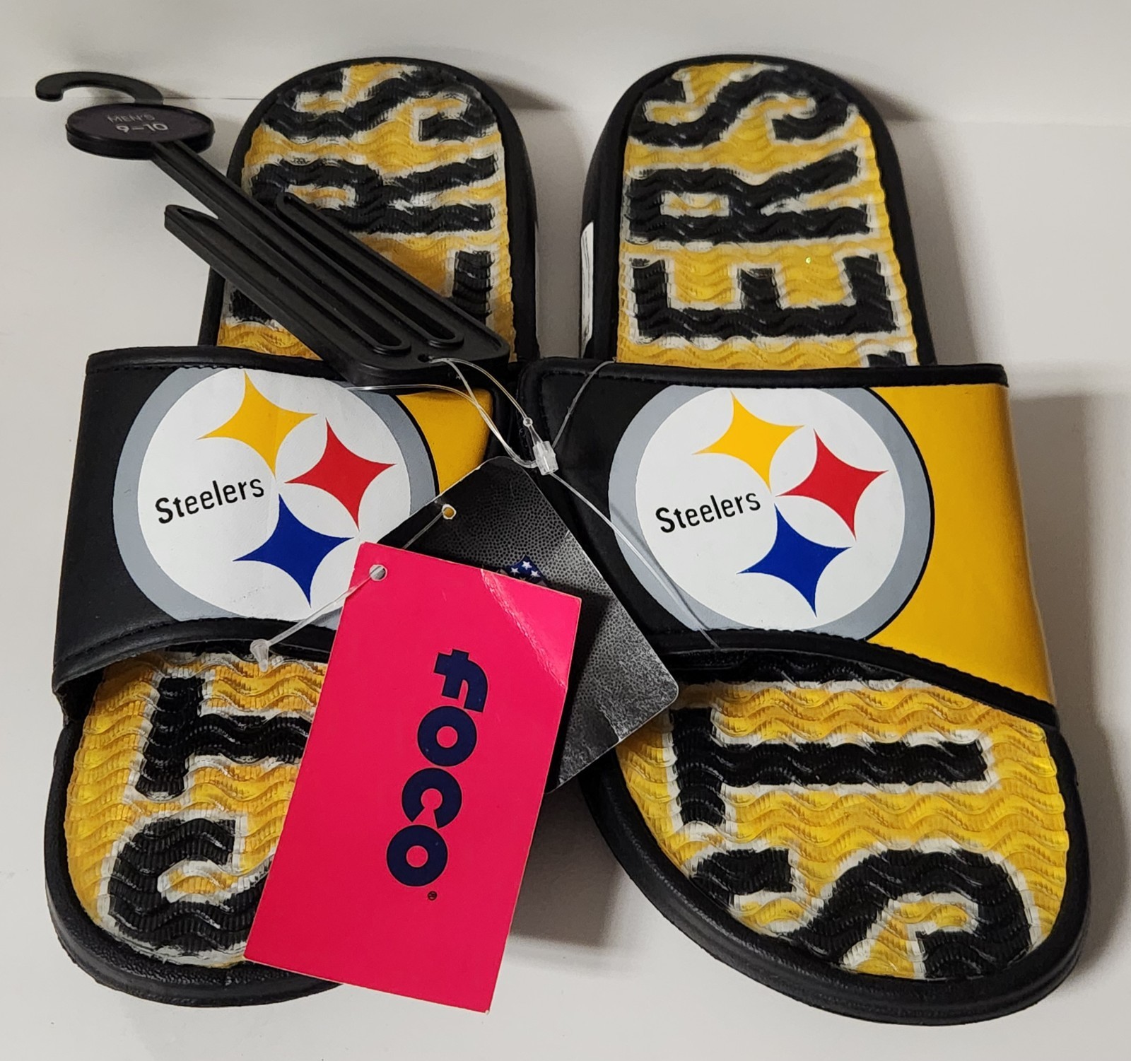 FOCO NFL Pittsburgh Steelers Men’s Slide Sandals (Size 9-10) – New with Tags - Thumbnail 1