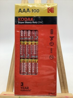 100 AAA Kodak Super Heavy Duty Zinc Batteries EXP 12/2027 FREE SHIPPING!