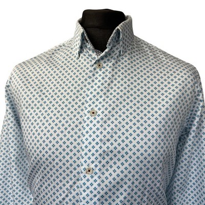 TED BAKER Hemd Herren Größe 4 passt wie Medium 40'' Langarm Weiß Rauten Design