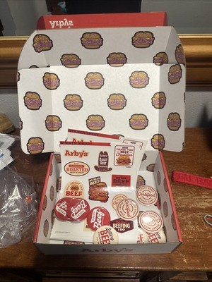 Arby s Promotional Employee Only Swag Box Stickers & Buttons Rare Only 1 on eBay