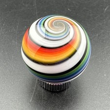 Contemporary Handmade Art Glass Marble .99" Swirl MIB, Bands of Color, Boro