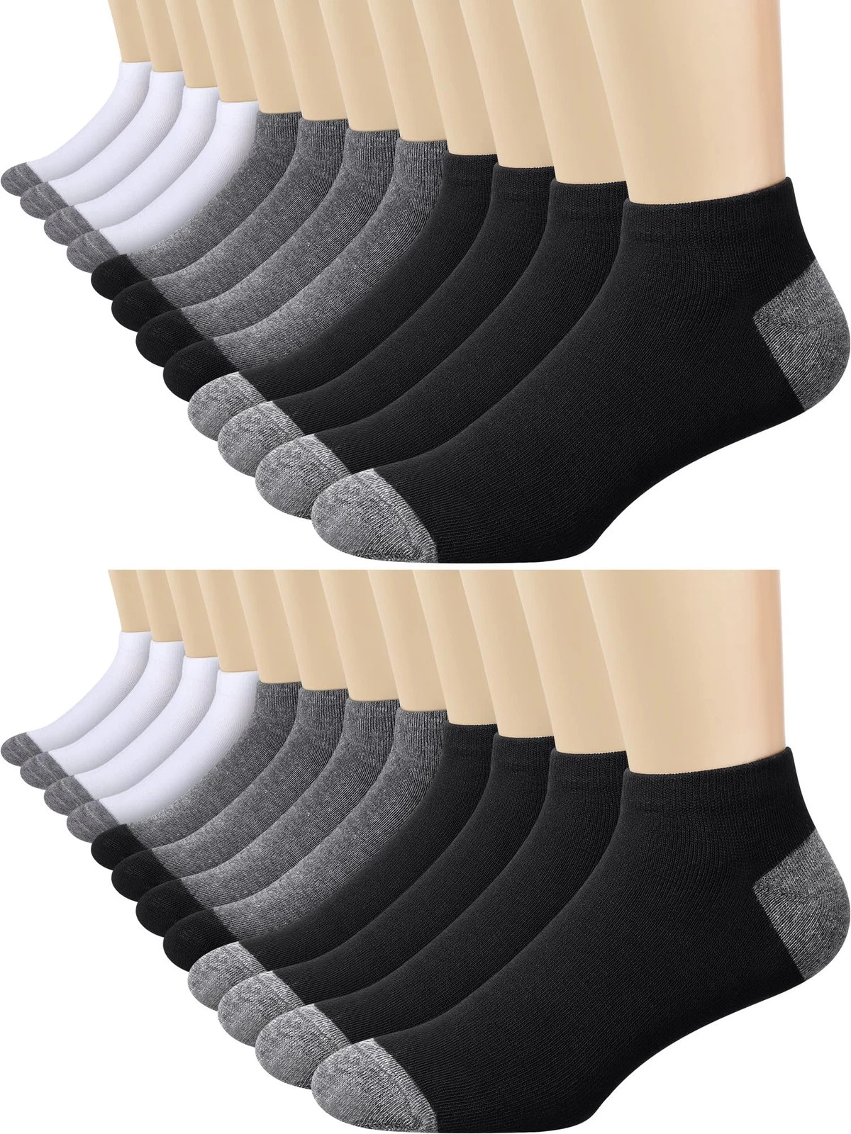 60 Pairs Ankle Socks Bulk for Men Women, Low Cut Breathable Cushioned Athleti...