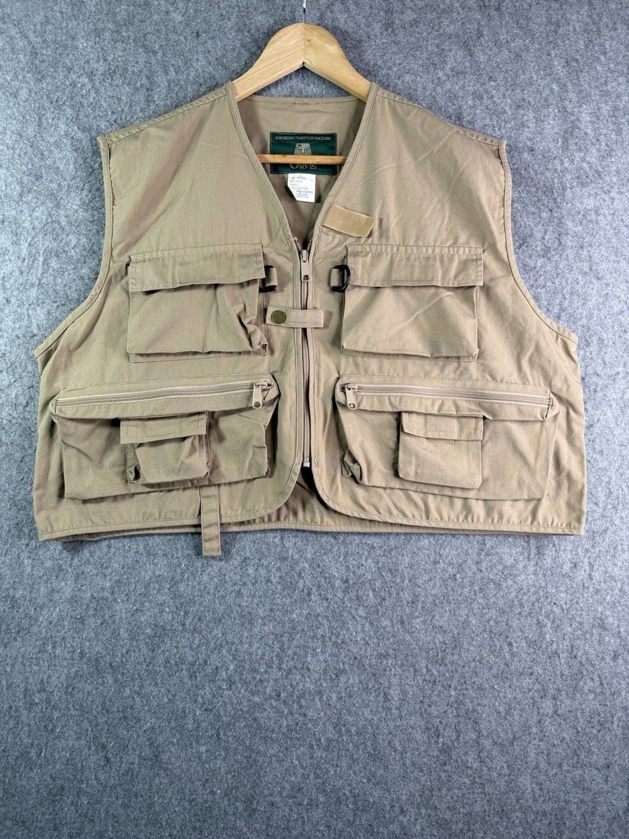 Gilet De Pêche Orvis Homme – Grand Col Boutonné – Kaki – Taille L – Neuf Sans Emballage