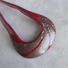 Vintage Japanese Lacquered Hair Pin Kanzashi Raden Inlay Wajima Nuri Kimono