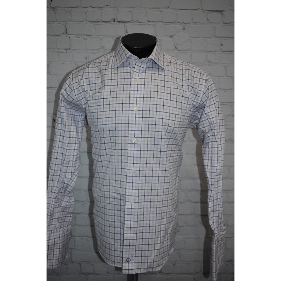 Camisa de vestir David Donahue para hombre talla grande puños franceses púrpura algodón con botones Foto 2 de 4