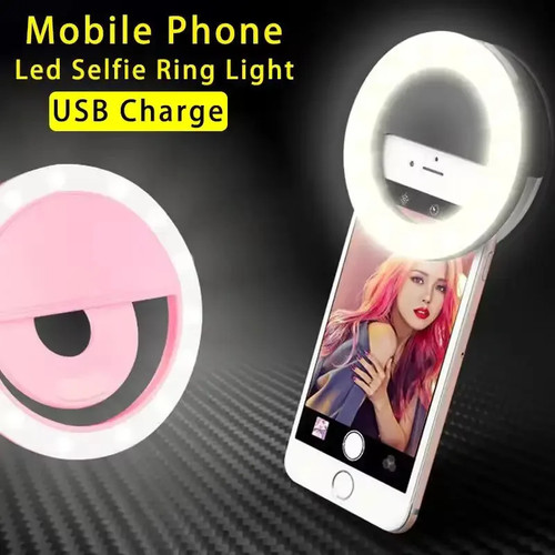USB Selfie Ring Light LED Adjustable Brightness Clip-On Phone Camera Light