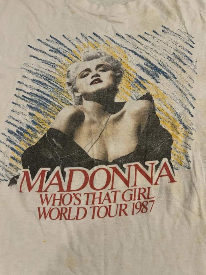 Camisa De Colección Rara Madonna 1987 Who's That Girl Tour Puntada Única Súper Delgada Foto 2 de 4