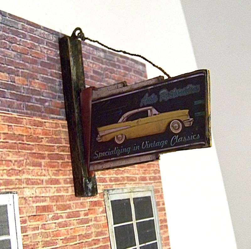 1/18, 1/24 Scale Vintage Distressed Auto Restoration 2-Sided Hanging Sign