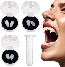 3 Pairs Vampire Fangs with Adhesive Halloween Teeth Costume Prop 13 15 17mm NEW