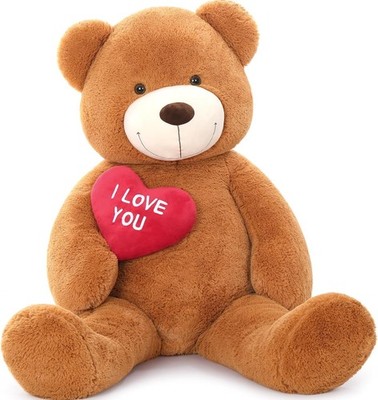 Big Teddy Bear 52 inches Stuffed Animal, I Love You Red Heart Giant Pin