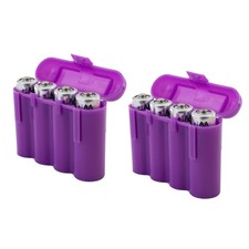 Two 2 EBC Battery AA AAA Purple Plastic Storage Case Holder Box...