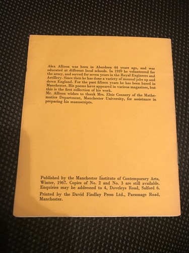 MICA Poets No 4 Every Celebration Alex Allison 1967 - Picture 2 of 3