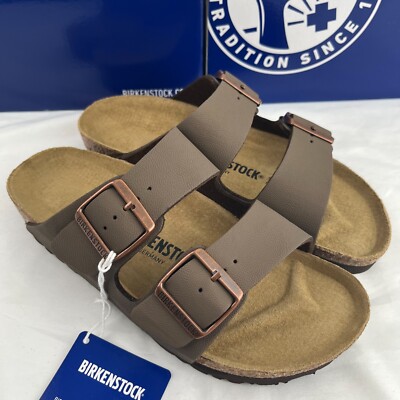 Birkenstock Sandals Arizona Birkibuc Mocha Leather Sandals - Select Size