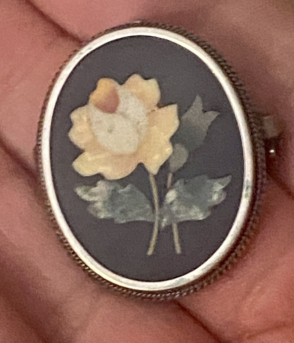 Pietra Dura フローレンスモザイクブローチ インレイアンティーク800