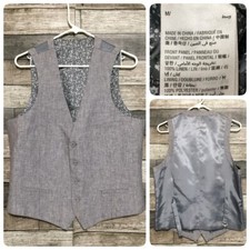Bar III Slim Fit Linen Suit Vest Waistcoat Men  s M Gray Button Front